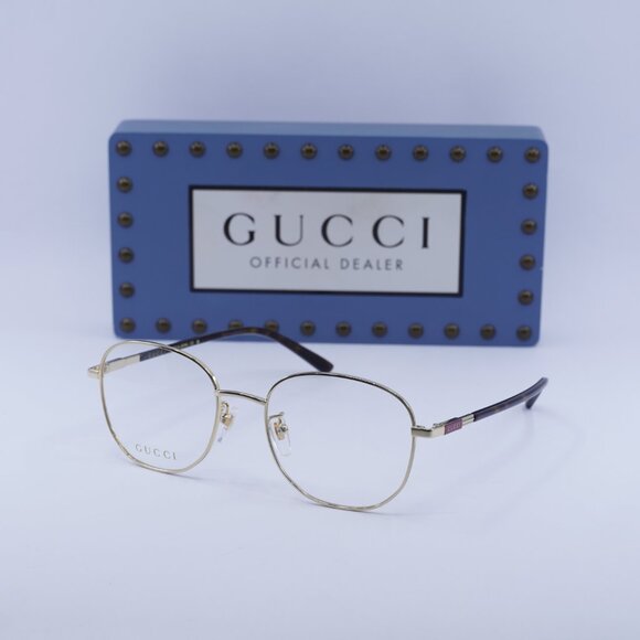 Gucci GG1352O 004 Rectangle Eyeglasses - Gold/Dark Havana 53mm - Picture 6 of 12